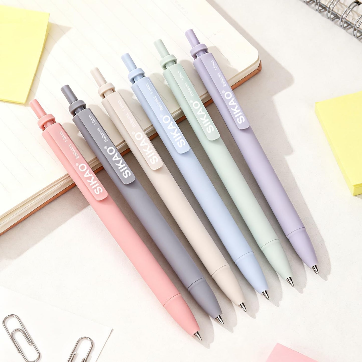 Sikao Morandi Pens Bulk 60 Pack – Smooth Writing 1.0mm, Click Ballpoint Pens with Black Ink, Aesthetic Soft Pens for School, Office, Journaling & Gift Use