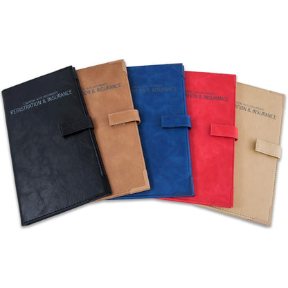 Auto Insurance and Registration Card Holder - Vehicle Glove Box Document Organizer - Car Essential Paperwork Holder for DMV, AAA, Contact Information Cards - Premium PU Leather Wallet Case - Black
