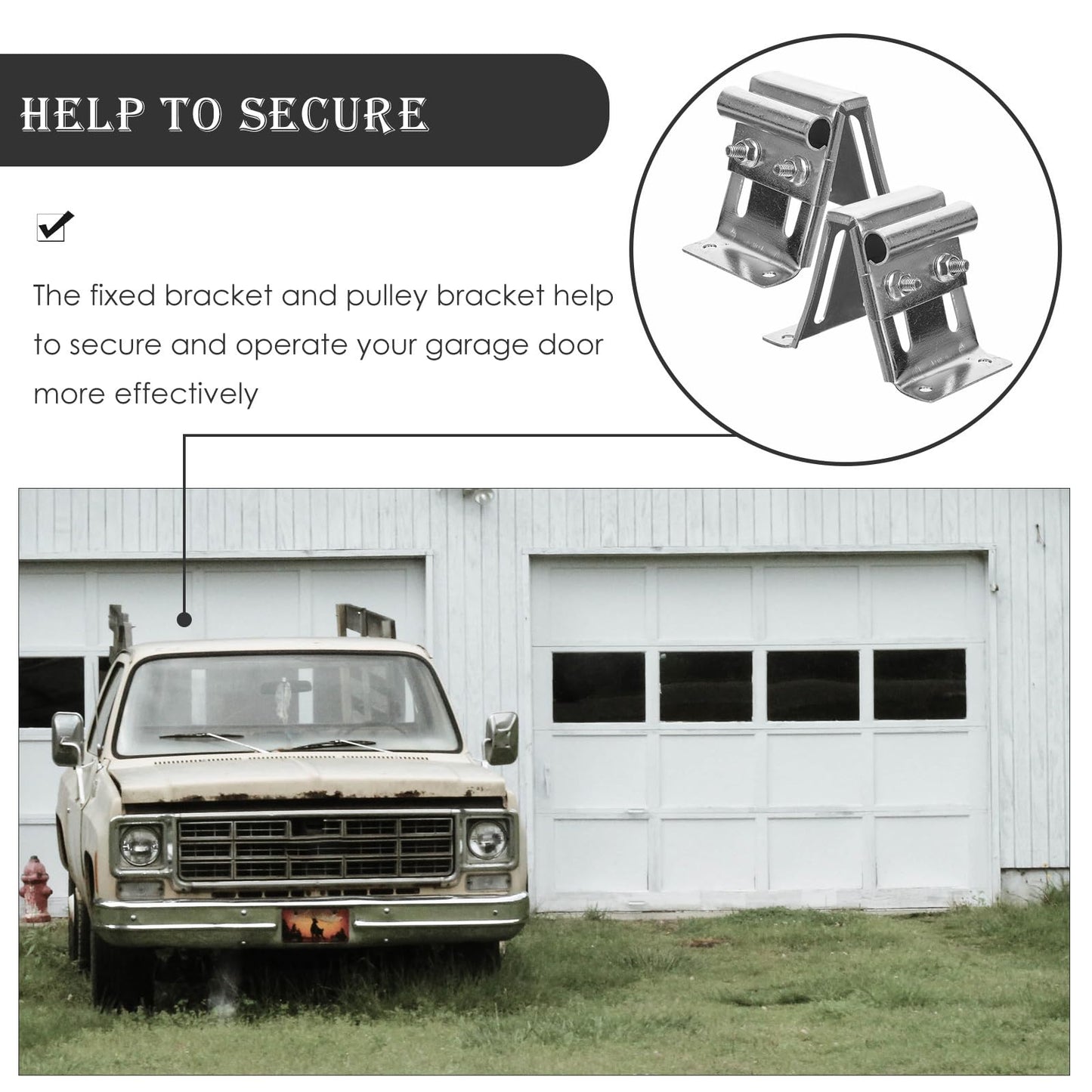 Artibetter Garage Door Pulley Bracket - Zinc Plated Iron Adjustable Top Bracket for Garage Door 2 Pack Durable and Rust-Resistant Ideal for Smooth Operation