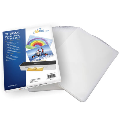 Royal Sovereign Thermal Laminating Sheets, 9” x 11.2” Letter Size Pouches Clear Gloss, 3 Mil 200-Pack (RF03LETR0200)