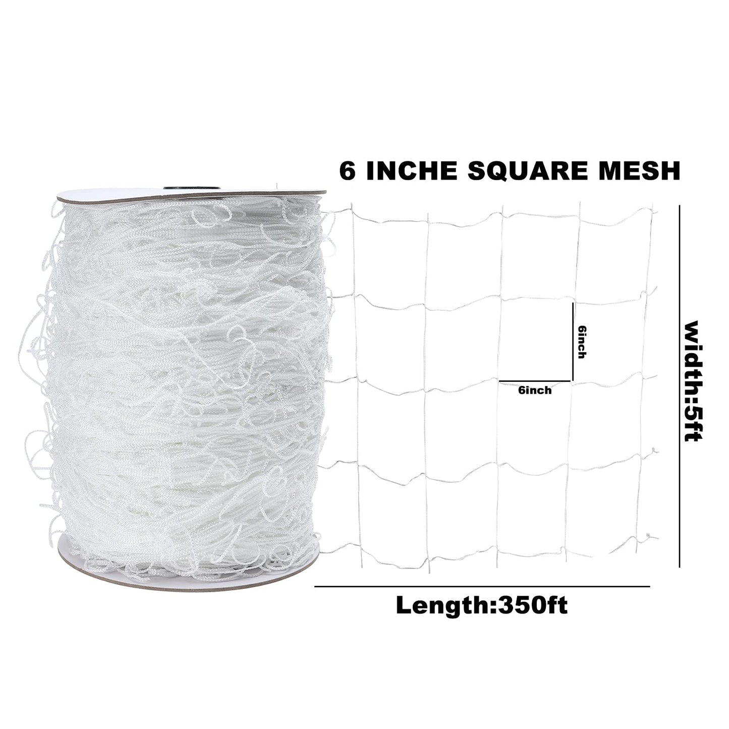 SanSanYa 5x350ft Garden Plant Trellis Netting, Heavy-Duty Polyester Trellis Net Roll,Square Mesh Netting for Climbing Plants, Cucumber, Vine, Vegetables, Grape, Flowers (5 * 350ft)