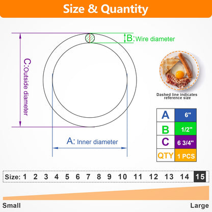 BEYOURD 6 inch Metal O Rings, Stainless Steel Round Ring Buckles, Solid Welded Metal Loop for Macrame, Hanging Slings Rope