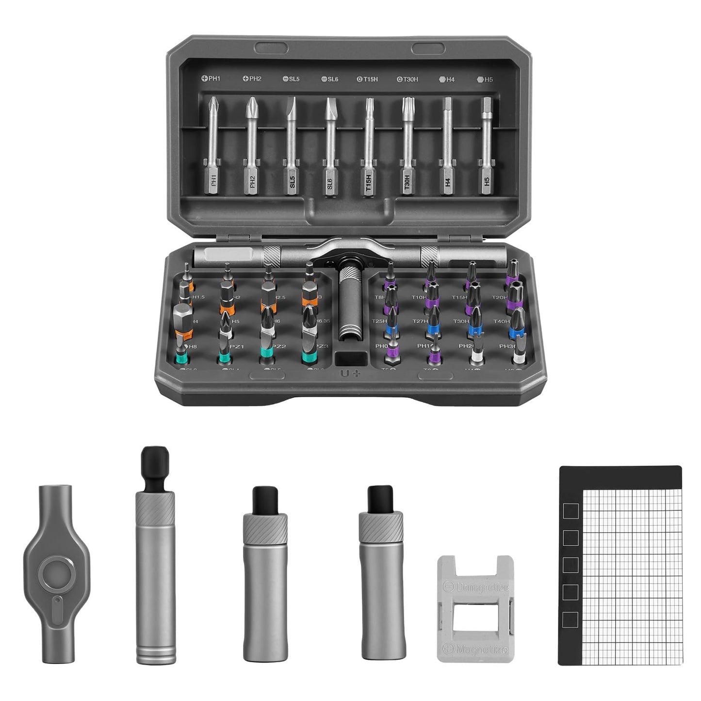 42 in 1 Magnetic Screwdriver Set,Ratchet Screwdrivers Kit with 40PCS Magnetic Bits&Detachable Ratchet Handle,Multi Bit Magnet Screw Drive,Household Wrench Screwdriver Tool Combination Set (42 in 1)