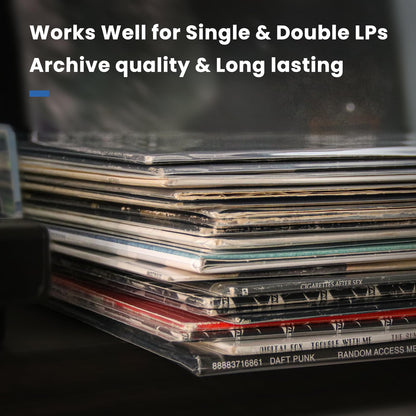 TAKMORK 12" LP Vinyl Record Protective Sleeves: 50 Crystal Clear & Durable 3 Mil Thick Outer Sleeves