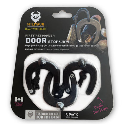 Militaur First Responder Door Stop/Jam Black (3 Pack) – Fits Molle, Tactical Door Jam for Police, EMS, EMT, Firefighters, Security