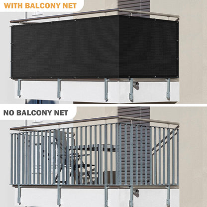 UIRWAY Privacy Screen Balcony Fence 3'x10', Garden Courtyard Privacy Fence Screen with Zip Ties UV Protection, for Animal Barriers, Decks, Patios, Outdoor Pools, Porches, Condo Railings - Black