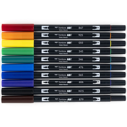 Tombow Dual Brush Pen Art Markers, Primary, 10-Pack