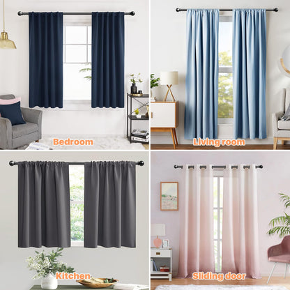 Black Curtain Rods 84-120, Long Adjustable 5/8"(16mm) Diameter Drapery Rod Set, Heavy Duty Metal Standard Curtain Rod for Patio Outdoor, Sliding Glass Door