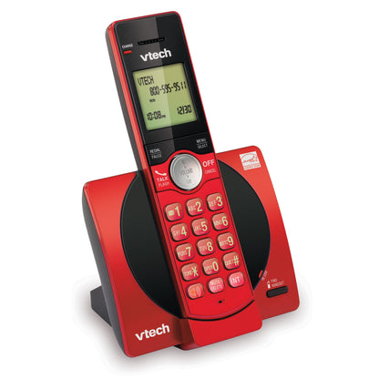 VTech DECT 6.0 Single Handset Cordless Phone with CID, Backlit Keypad and Screen, Full Duplex Handset Speakerphone, and Call Block Red