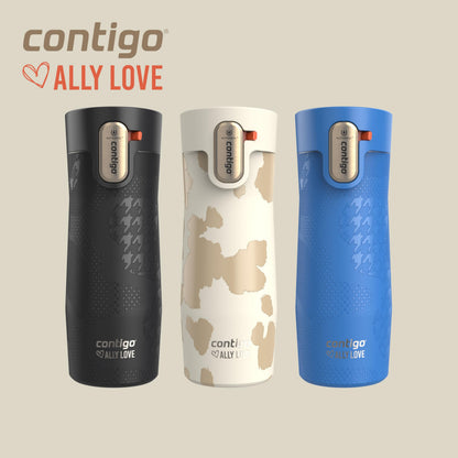 Contigo x Ally Love Stainless Steel Vacuum-Insulated Travel Mug w/Autoseal and Easy Clean Lid, Spill-Proof, Keeps Drinks Cold 24 hrs & hot for 11 hrs, BPA Free, 16oz/473mL, West Loop 3.0, Oatmilk