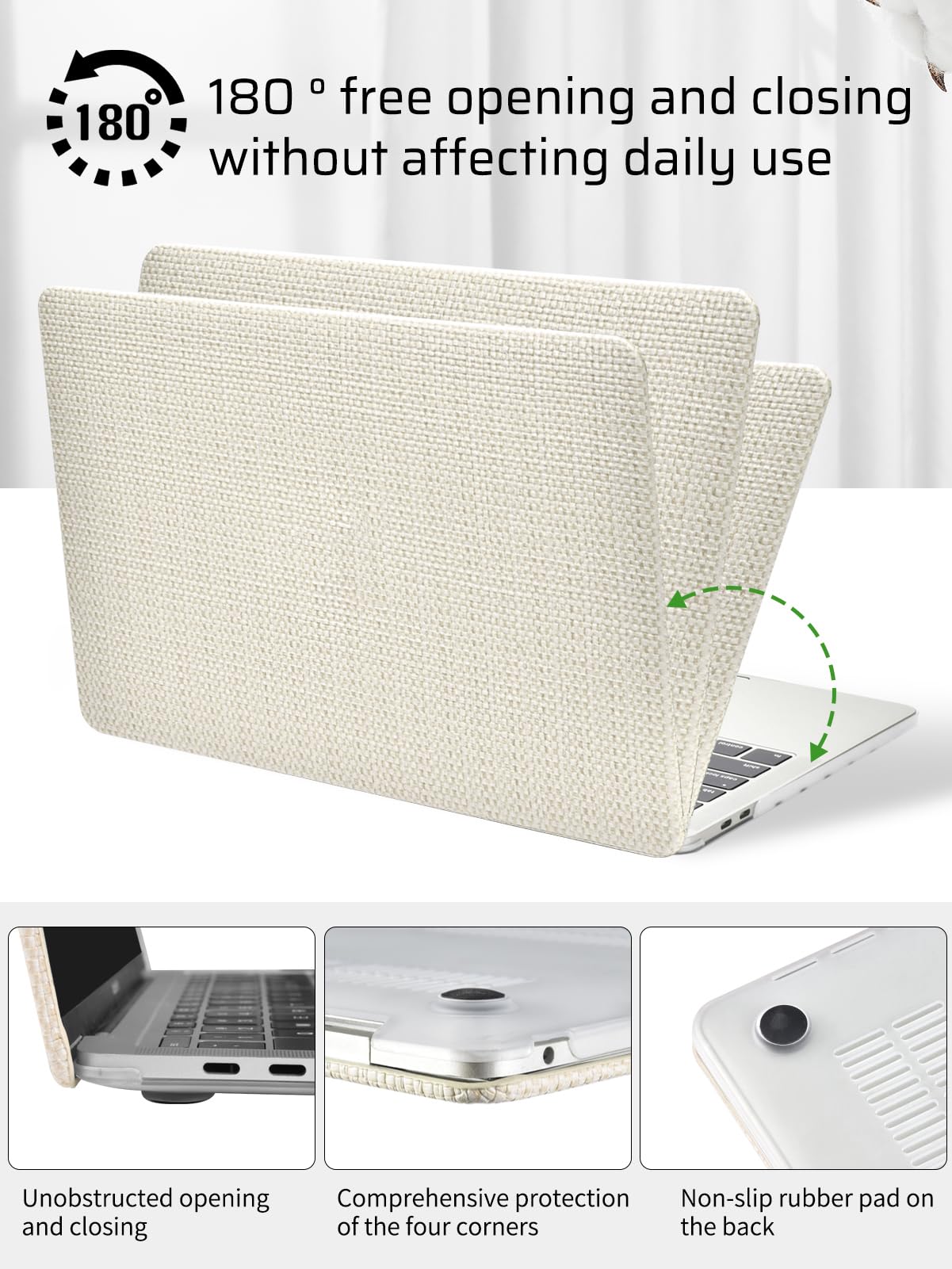 Seorsok Compatible with MacBook Pro 13 inch Case M2 2023,2022,2021-2016 A2338 M1 A2251 A2289 A2159 A1989 A1708 A1706,Elegant Plastic Hard Shell Case with Transparent Keyboard Cover,Beige Woven Fabric