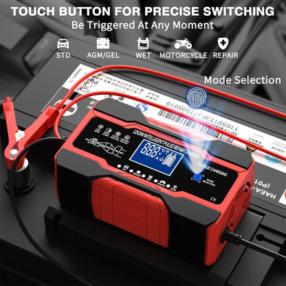 10-Amp 12V 24V Smart Car Battery Charger | Fully-Automatic Trickle Charger & Maintainer | Pulse Repair Desulfator for AGM Gel SLA Flooded Batteries
