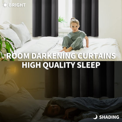 BGment Blackout Curtains 2 Panels for Bedroom - Black Out Curtains 63 Inches Long Window Room Darkening Grommet Thermal Insulated Curtains, 52 Inch Wide Each, Dark Grey