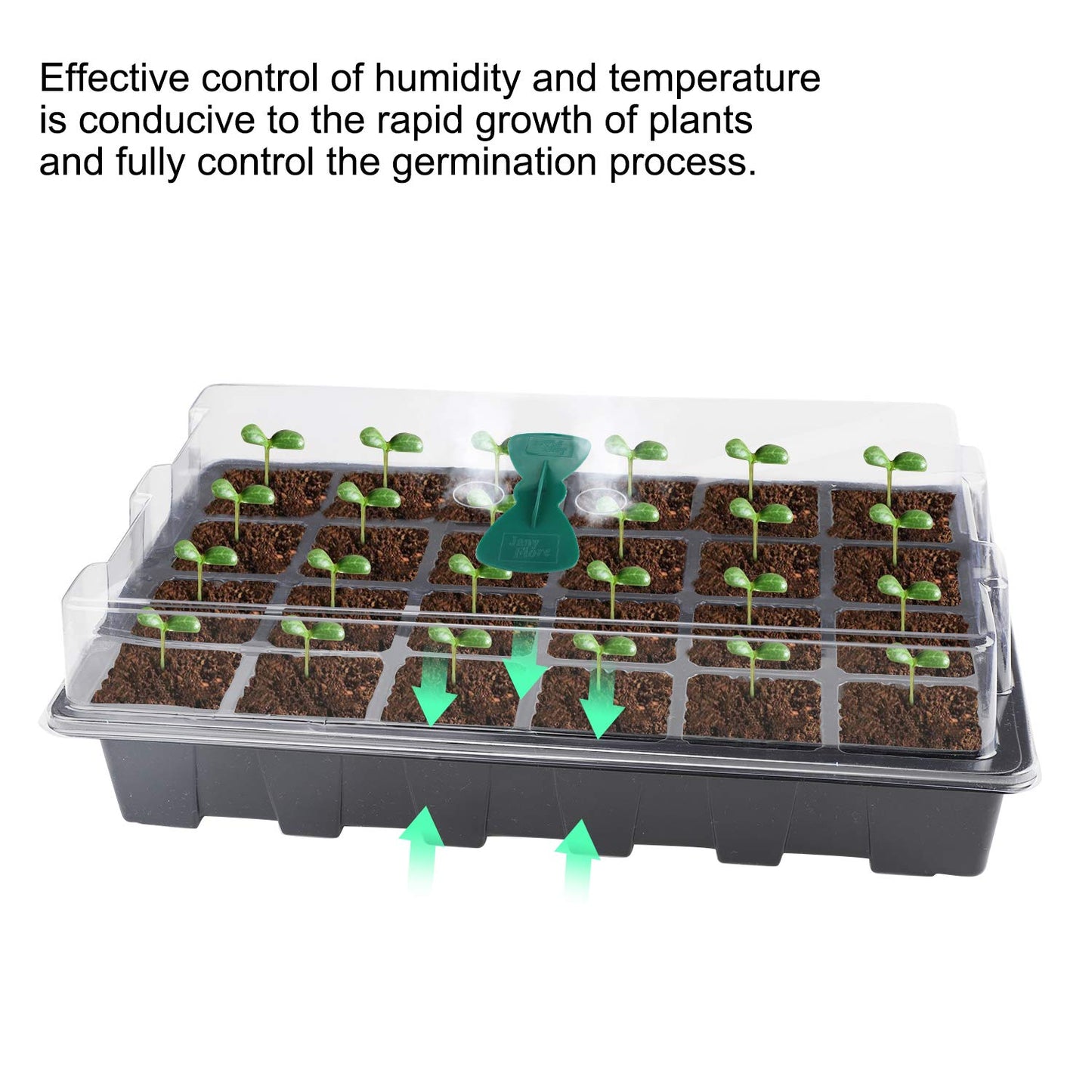 ANGTUO 5 Pack Seed Starter Tray with Dome Reusable 120cell Plant Germination Trays Indoor Propagation Planting Tray Seed Starter Kit Seedling Starter Trays (24 Cells per Tray)
