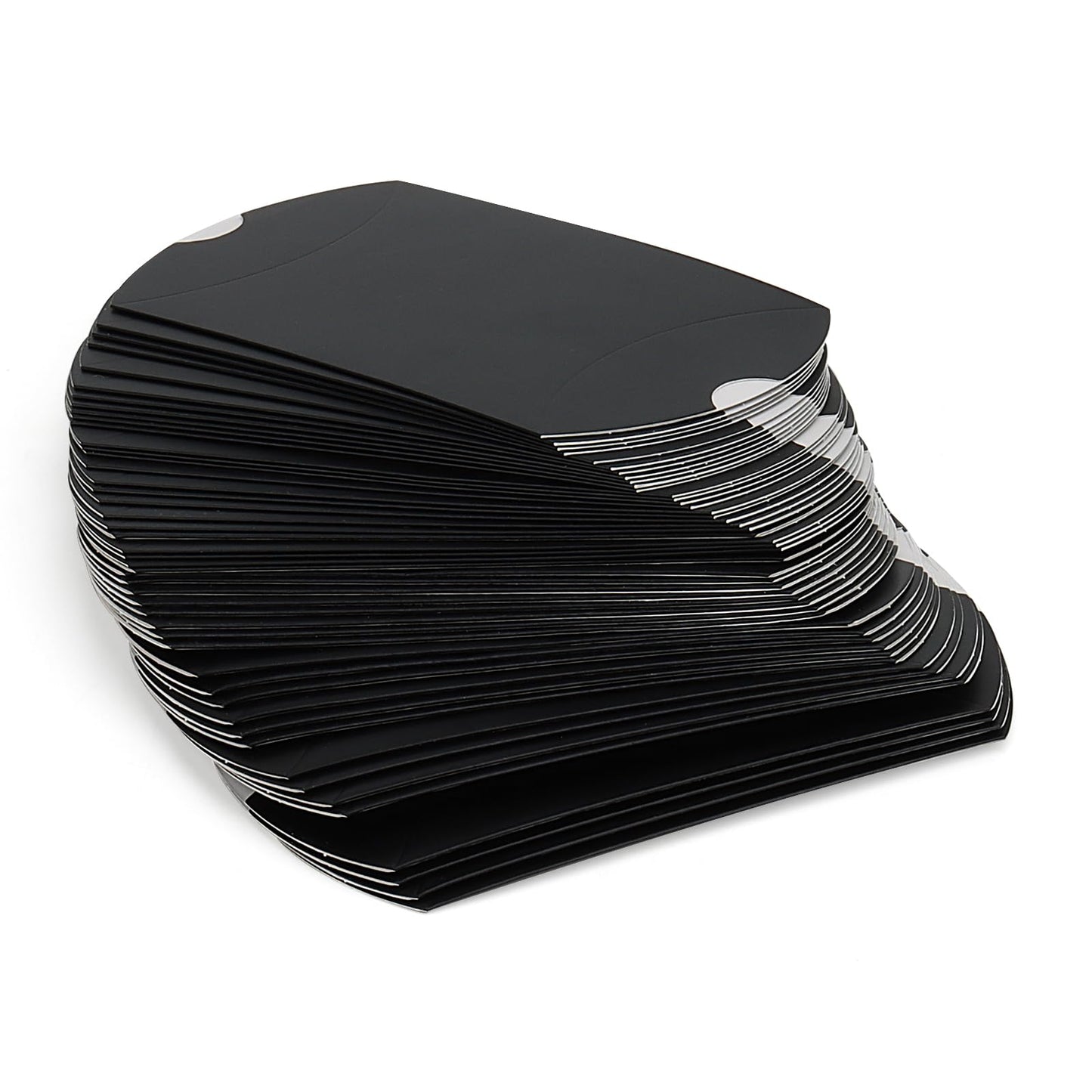 MANCHAP 100Pcs 5 x 3.4 Inch Black Pillow Boxes with Jute Twines, Large Cardboard Pillow Box, Pillow Candy Favor Box for Birthday, Wedding, Parties