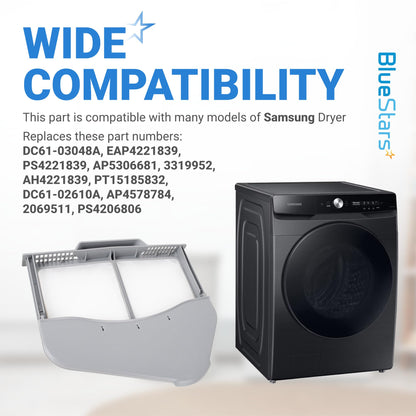 DC97-16742A Dryer Lint Trap Filter Replacement for Samsung Dryer with Flap Upgraded Stainless Steel Screen, Replaces AP5306681 PS4221839 DC61-03048A DV45H7000EW/A2 DV48H7400EW/A2 by BlueStars