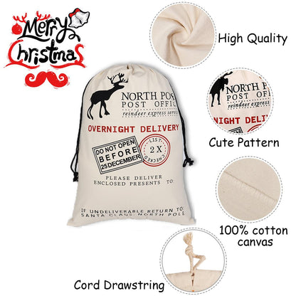 ZEAUBiM Santa Burlap Sack Bags with Drawstring 27.6"x 19.7" for Large Xmas Package Storage, Event Party Supplies, Christmas Party Favors - 2pcs