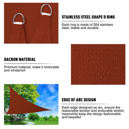 Sun Shade Sail, 12'x12'x12' 95% Sunscreen Anti UV Water Resistance Oxford Cloth Triangle Sun Shade Sail, Awning Shade for Outdoor Patio, Garden, Backyard, Lawn Pool Party Coffee House (Rust Red)