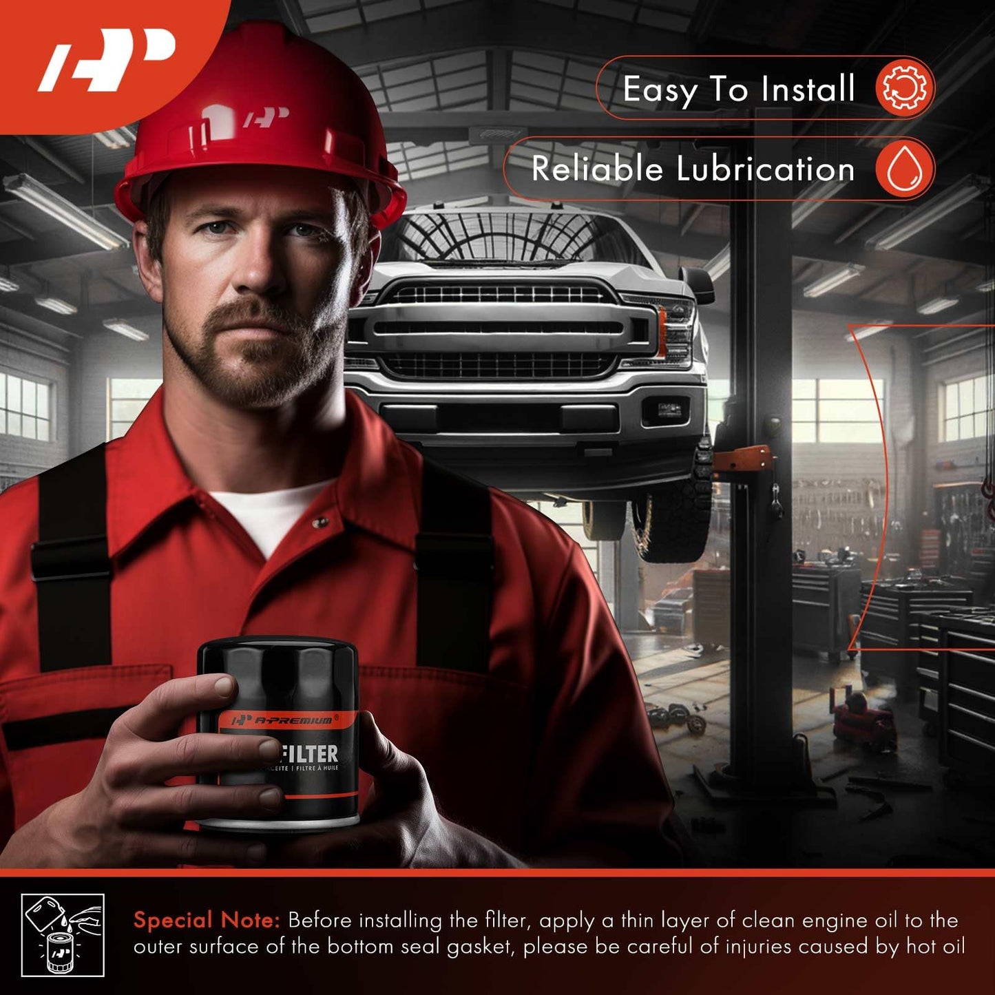 A-Premium 4-PC 10K Miles Protection Spin On Oil Filter Compatible with Ford & for Honda & Nissan & Hyundai & Subaru & Dodge & Mazda & Chrysler & Acura & Mitsubishi & Infiniti & Suzuki & Plymouth