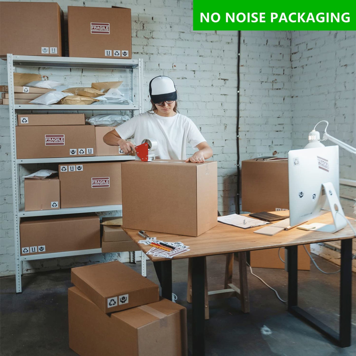 COSIMIXO No Noise Silent Packing Tape 2.4mil x 1.88" x 110 Yards,6rolls,Industrial Heavy Duty Noiseless Packaging Tape for Quiet Packing Shipping Moving and Storage