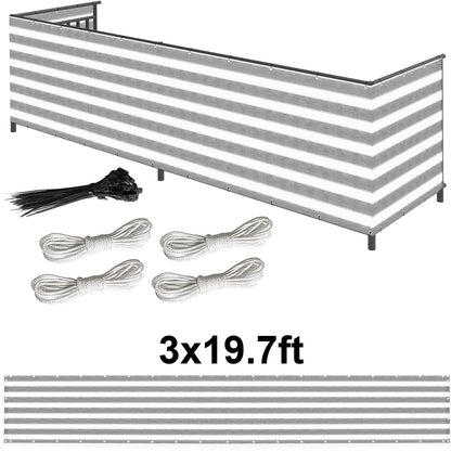 Balcony Privacy Screen, 3.0FT x 19.7FT Fence Privacy Screen UV-Resistant Apartments Railing Fence Shield Cover, Weather Resistant Outdoor Patio Deck Privacy Panels Porch