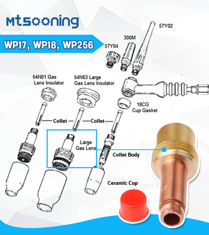 5PCS 45V26 Gas Lens Collet Body, 3/32'' Mtsooning Replacement for TIG Welding Torch 17/18/26 54N Ceramic Cups