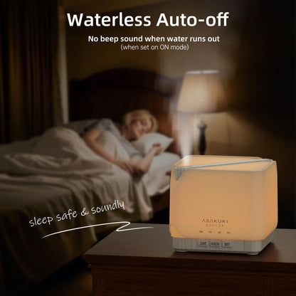 ASAKUKI 700 ml Essential Oil Diffuser, Multifunctional Ultrasonic Aromatherapy Fragrant Oil Vaporizer Humidifier with Timer, Auto-Off Safety Switch, and 7 LED Light Colors (White Wood)