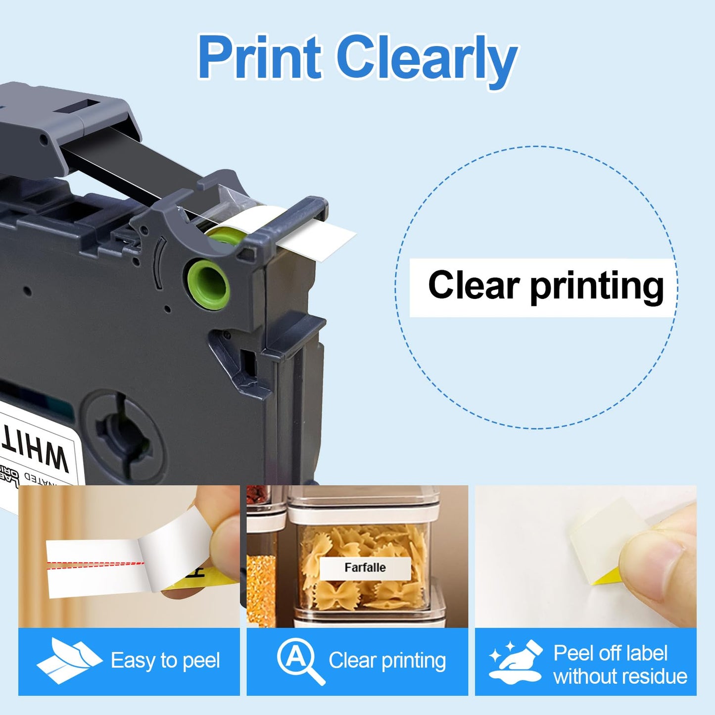 5Pack Compatible with Brother Ptouch Label Tape TZe221 TZo221 Black on White P-Touch Tze Tz Cartridge Self Adhesive Labeling Cassette Refills 9mm 0.35 x 26.2Feet(3/8x8m)