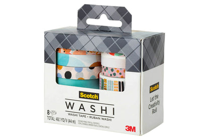 Scotch Washi Tape, Abstract Modern Design, 8 Rolls, Great for Bullet Journaling, Scrapbooking and DIY Décor (C1017-8-P19)
