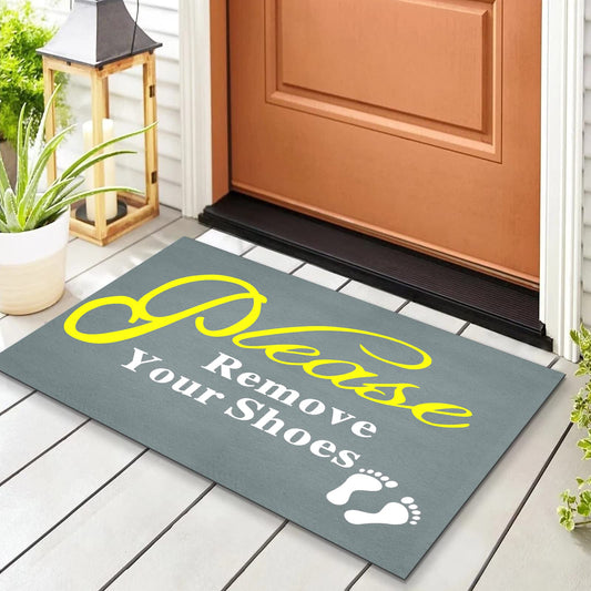 (Shoes Teal) - Eanpet Front Door Mat Funny Doormat Remove Your Shoes 2x3 Outdoor Indoor Entrance Doormat Rubber Non Slip Rug Outside Waterproof Shoes Scraper Area Rug for Home Decor Bedroom Garden Teal