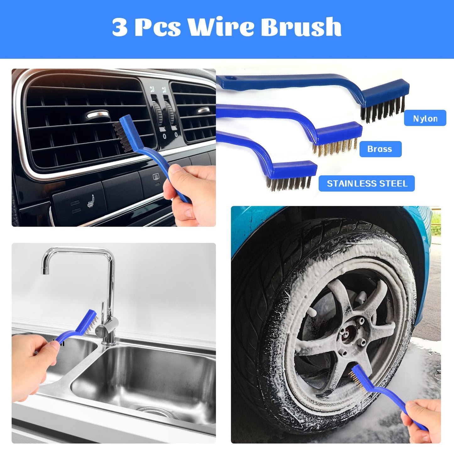25 Pcs Car Detailing Brush Set No Scratch for Clean Interior or Exterior, Dashboard, Air Vent, Leather Seats, Emblems, Tires, Engine Bay