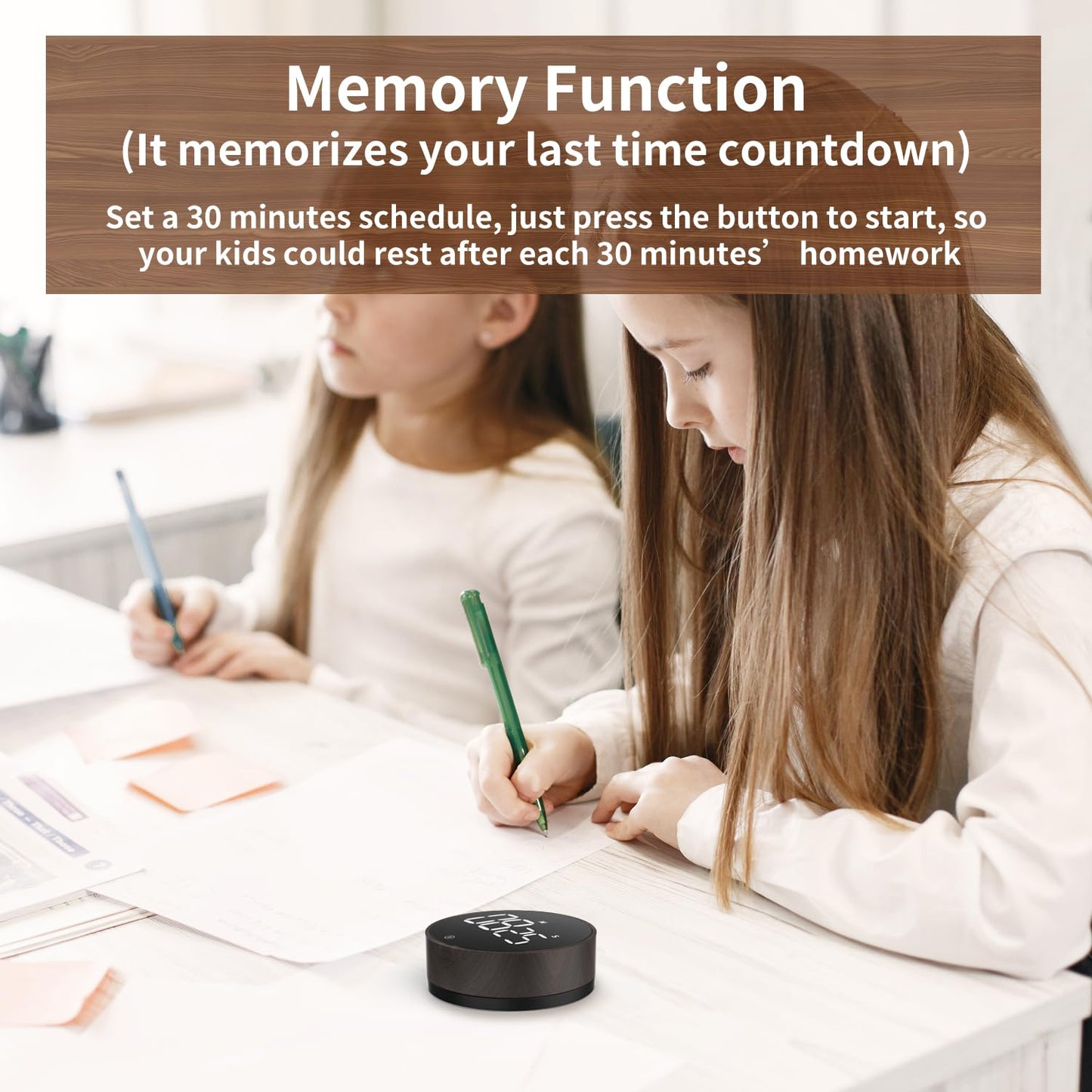 VOCOO Digital Kitchen Timer - Magnetic Countdown Countup Timer with Large LED Display Volume Adjustable, Easy for Cooking and for Seniors and Kids to Use (Deep Woodgrain)