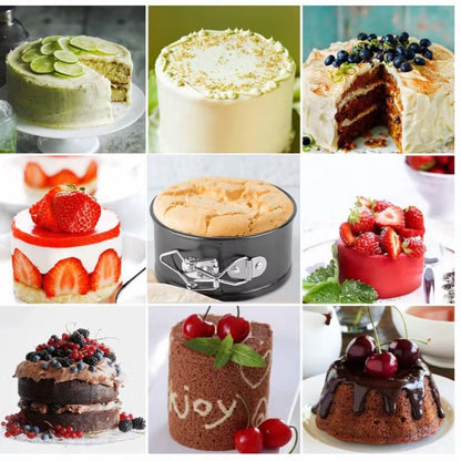 3Pcs Springform Pan Set, 4"/7"/9" Non-Stick Cheesecake Pan, Leakproof Round Cake Pan,Removable Bottom Quick Release Latch Moulds for Birthday Cake,Gift Free 50 Pcs Cake Paper