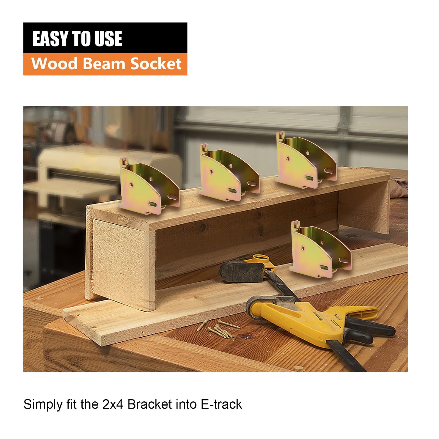 SALUINOKI E-Track Wood Beam End Socket 4 Pack with Screws, E Track 2x4 Bracket for Wood, Zinc-Coated Steel E-Track Accessories for E-Track Tie Down System