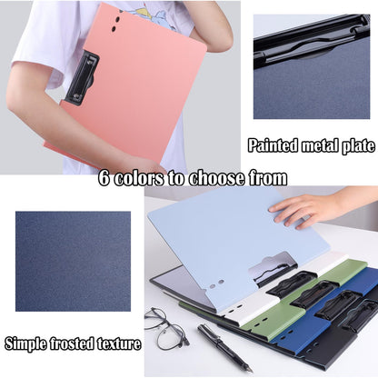 Aliji 6 PCS Clip Boards with Folder, Plastic Clipboard with Cover A4 Foldable Clipboard Folder and Storage Binder Clip Boards Punchless with Spring Action Clamp for Classroom Office Work (Horizontal)