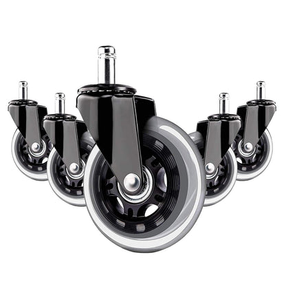YIUBCZOQI Office Chair Wheels Casters Set of 5 - Heavy Duty Silent Rollers for Hardwood Floors & Carpet, 10x22mm FIT 1KEA,Non-Marring Black Chair Casters with Dual-Bearing Design