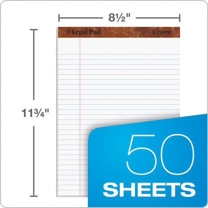 Tops Legal Pads, 8.5 x 11.75 Inch, Wide Ruled, White Paper, 50 Sheets per Pad, 12-Pack, Perforated Pages for Easy Tear-Out, Letter Size Notepads for Office or School