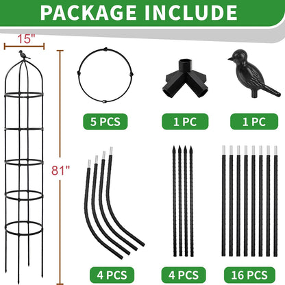 6.7FT Garden Obelisk Trellis for Climbing Plants,81”Metal Plant Support Tower,Heavy Duty Thickened Tube,Rustproof Black Vine & Flower Stand for Outdoor Indoor Use