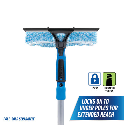 Unger Professional 2-in-1 Squeegee & Scrubber - 10” Window Cleaning Tool – Cleaning Supplies, Squeegee for Window Cleaning, Commercial & Residential Use, Reusable Microfiber Sleeve