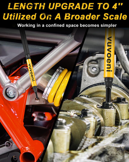 vuvoeni Impact Hex Head Allen Wrench Drill Bit Set 4 in Long (Metric & SAE), 20PCS Allen Bits Magnetism, 1/4'' Hex-Shank S2 Steel for DIY Furniture Assembly & Car Repairs