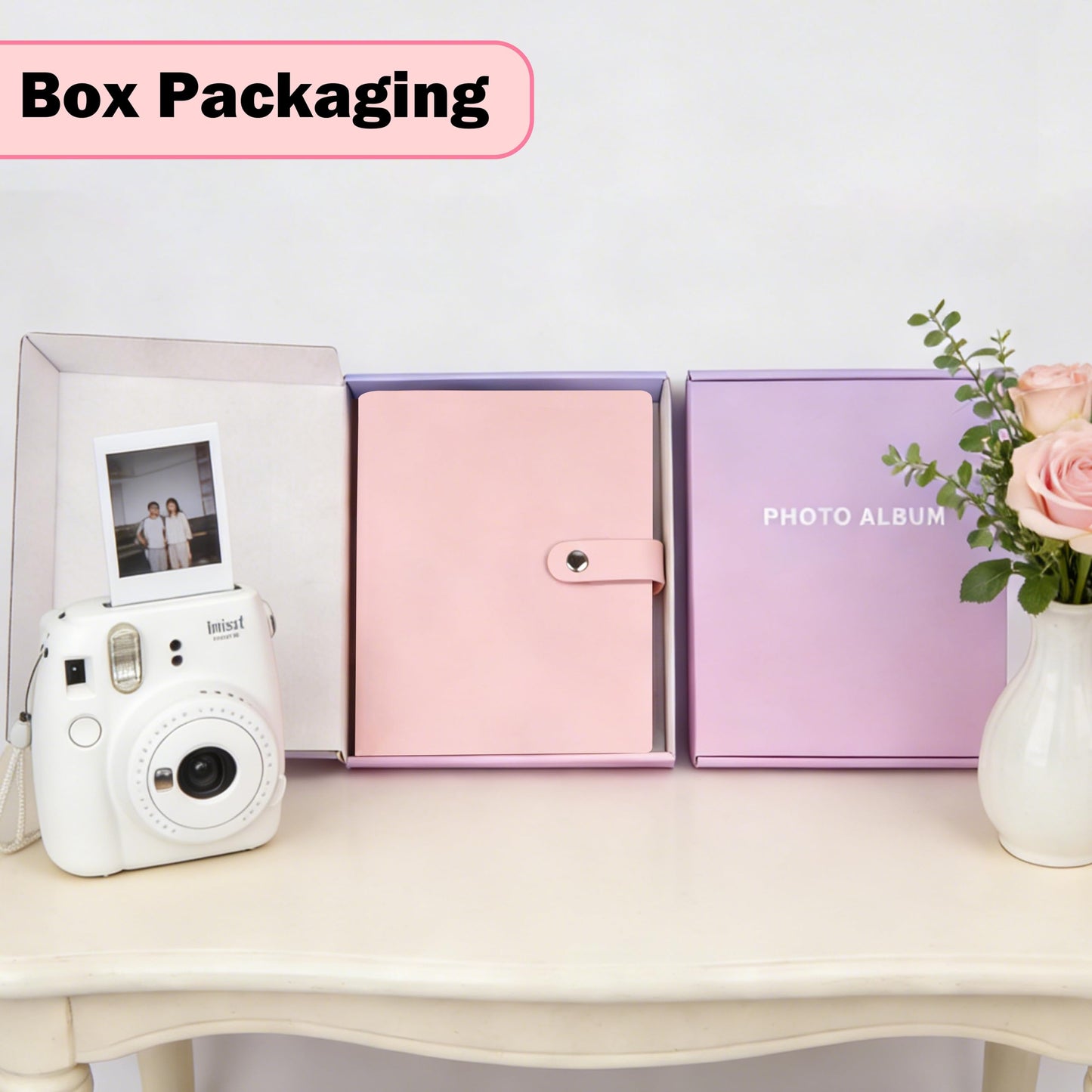 Ruibytree 320 Pockets Photo Album for Fujifilm Instax Mini LiPlay 12 11 9 8 40 41 99 Evo 7S Instant Film Camera, PU Leather Cover Photo Book for Polaroid 2x3 Pictures, Pink