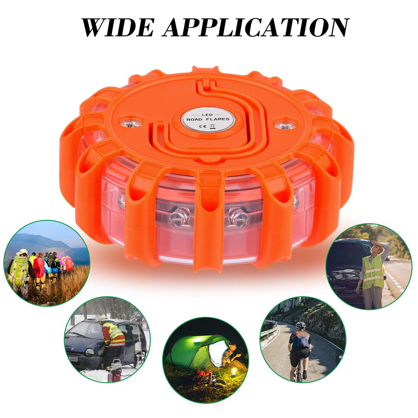 Yandu LED Road Flares (4 Pack) Emergency Beacon Safety Flare Flashing Warning Light for Car Truck Boat with Hook and Magnetic Base (4 Pack)