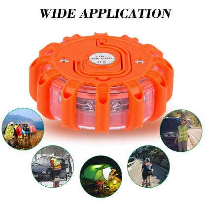 Yandu LED Road Flares (4 Pack) Emergency Beacon Safety Flare Flashing Warning Light for Car Truck Boat with Hook and Magnetic Base (4 Pack)