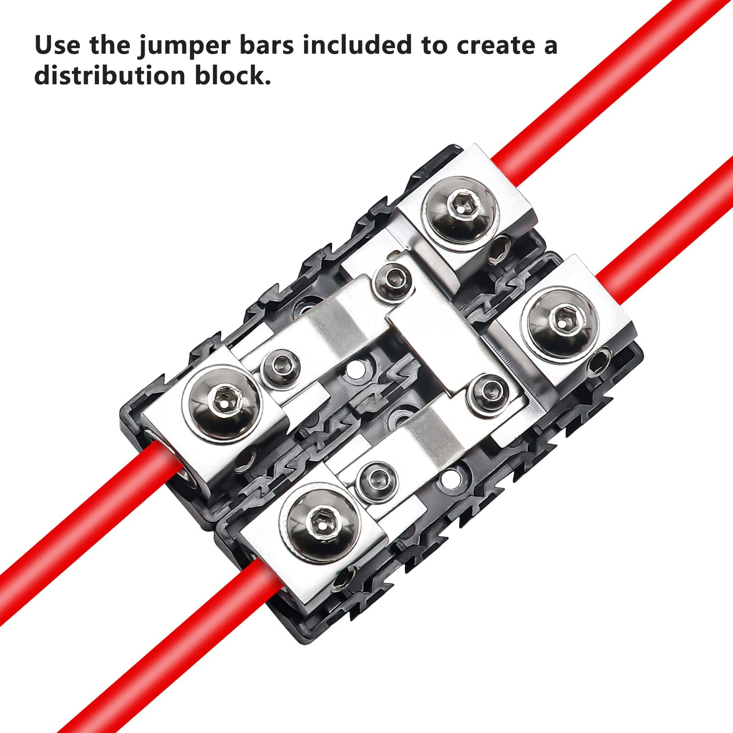 RECOIL MFHA-2 2 Packs Fuseholder 0/2/4 Gauge Modular Inline ANL & Mini-ANL Fuse Holders with Jumper Bars to Create Distribution Block Fuse and Negative Combo Blocks