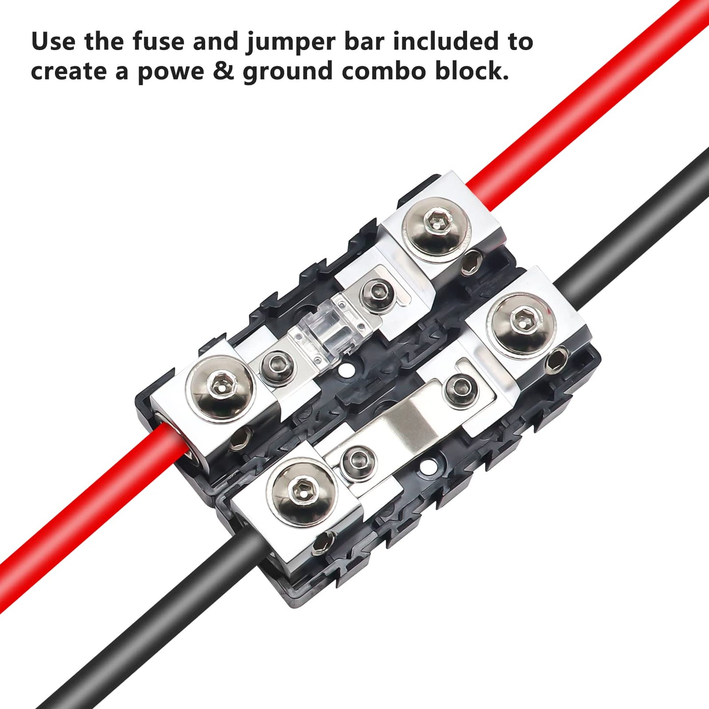RECOIL MFHA-2 2 Packs Fuseholder 0/2/4 Gauge Modular Inline ANL & Mini-ANL Fuse Holders with Jumper Bars to Create Distribution Block Fuse and Negative Combo Blocks