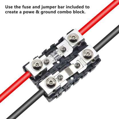 RECOIL MFHA-2 2 Packs Fuseholder 0/2/4 Gauge Modular Inline ANL & Mini-ANL Fuse Holders with Jumper Bars to Create Distribution Block Fuse and Negative Combo Blocks