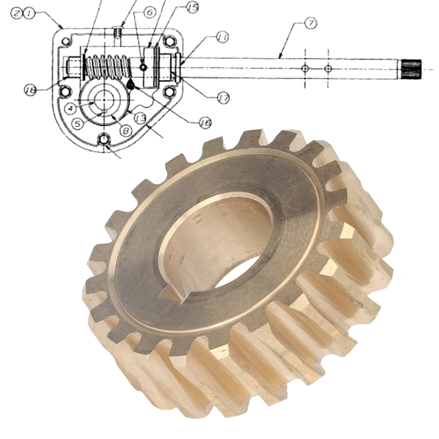 1-7/8" Brass Worm Gear, Auger Shaft Gear for MTD Snowblowers 917‑04861,717‑0528A, 917‑0528A, 717‑04449