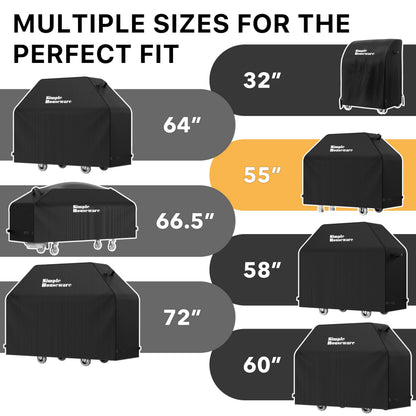 Simple Houseware 55-inch Heavy Duty BBQ Grill Cover, 600D Polyester Waterproof, Weather-Resistant