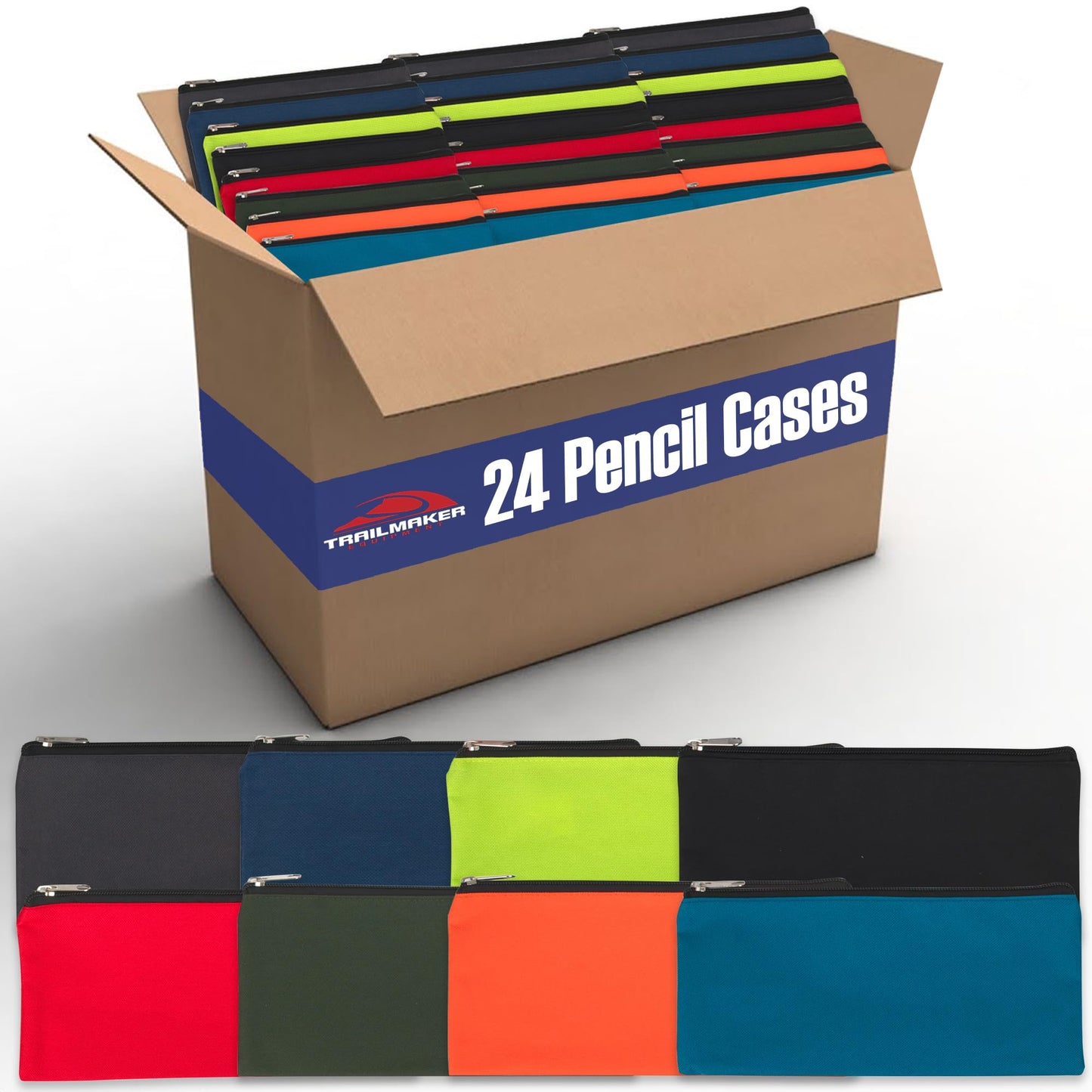 Classic Traditional Cloth Pencil Cases in Bulk, in Solid Colors (25 Pencil Cases in 8 Colors)