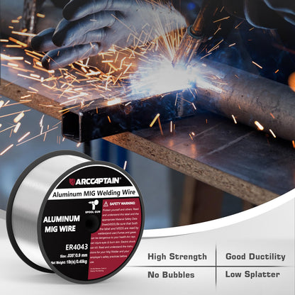 ARCCAPTAIN Silicon Aluminum Welding Wire ER4043 .035-Diameter, 1-Pound Spool